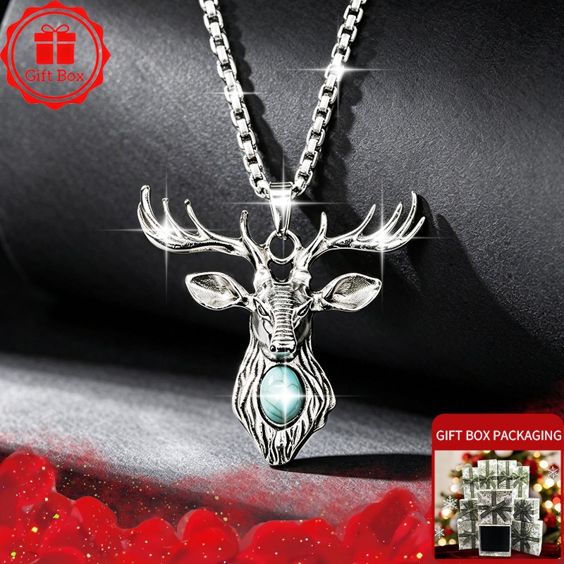 Elk Bugle Call - Kalung Liontin Kepala Rusa Vintage Pria