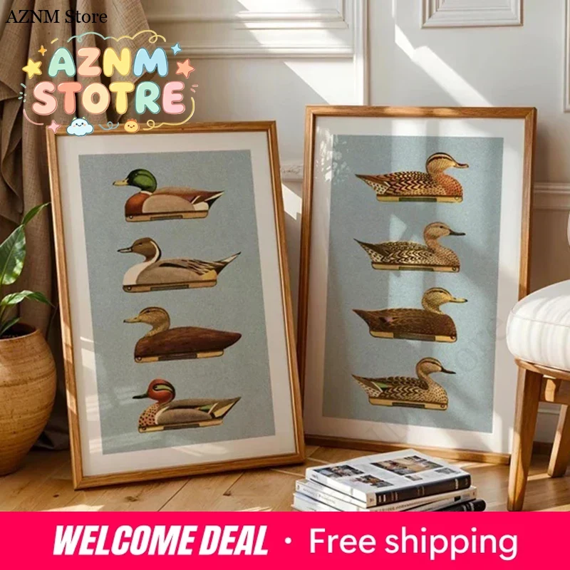Hunting Outdoor Decor - Cetakan Bebek Retro untuk Seni Luar