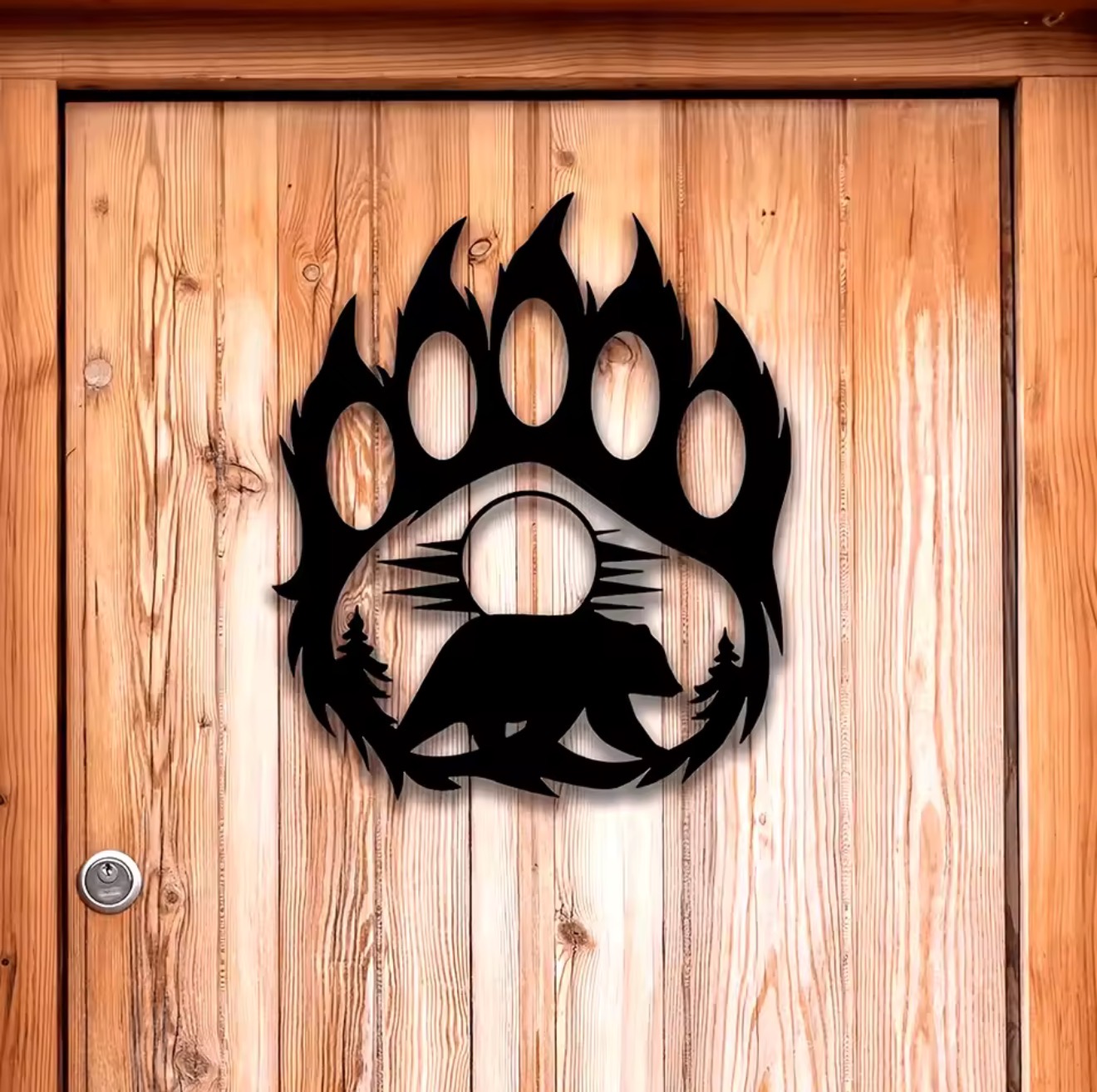 Hunting Outdoor Decor - Seni Dinding Cakar Beruang Logam Rustic