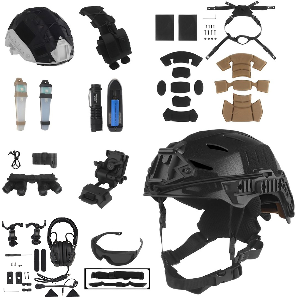 Set Helm Taktis dengan Headset - Outdoor Hunting Movies ulasan dan harga
