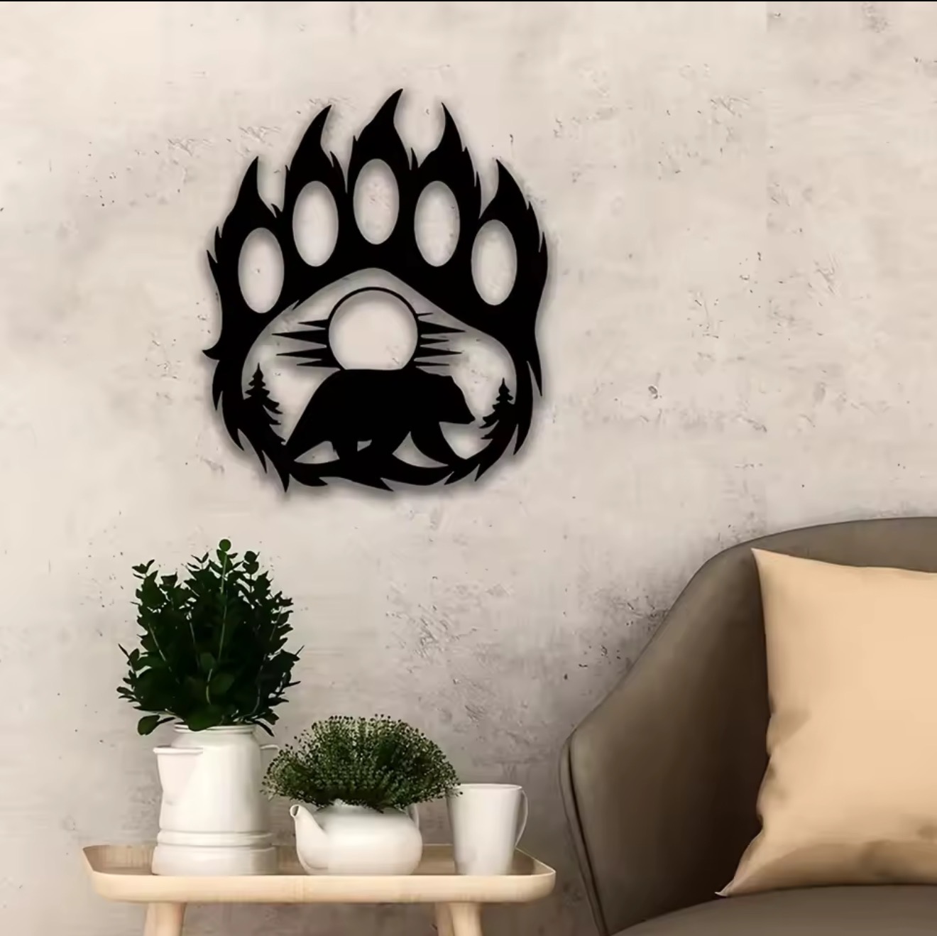 Seni Dinding Cakar Beruang Log - Hunting Outdoor Decor ulasan dan harga